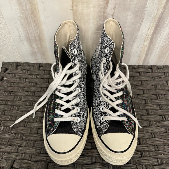 JW Anderson & Converse Glitter High-Top Sneakers - Black and Multicolor - Picture 7 of 8